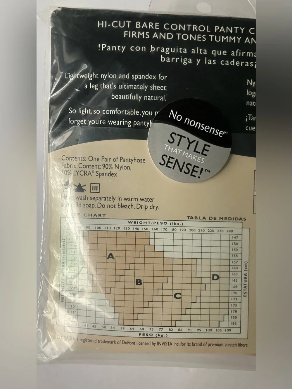 No Nonsense Almost Bare Lace Hi-Cut Pantyhose Sheer Toe Bare Bisque Mist Size B